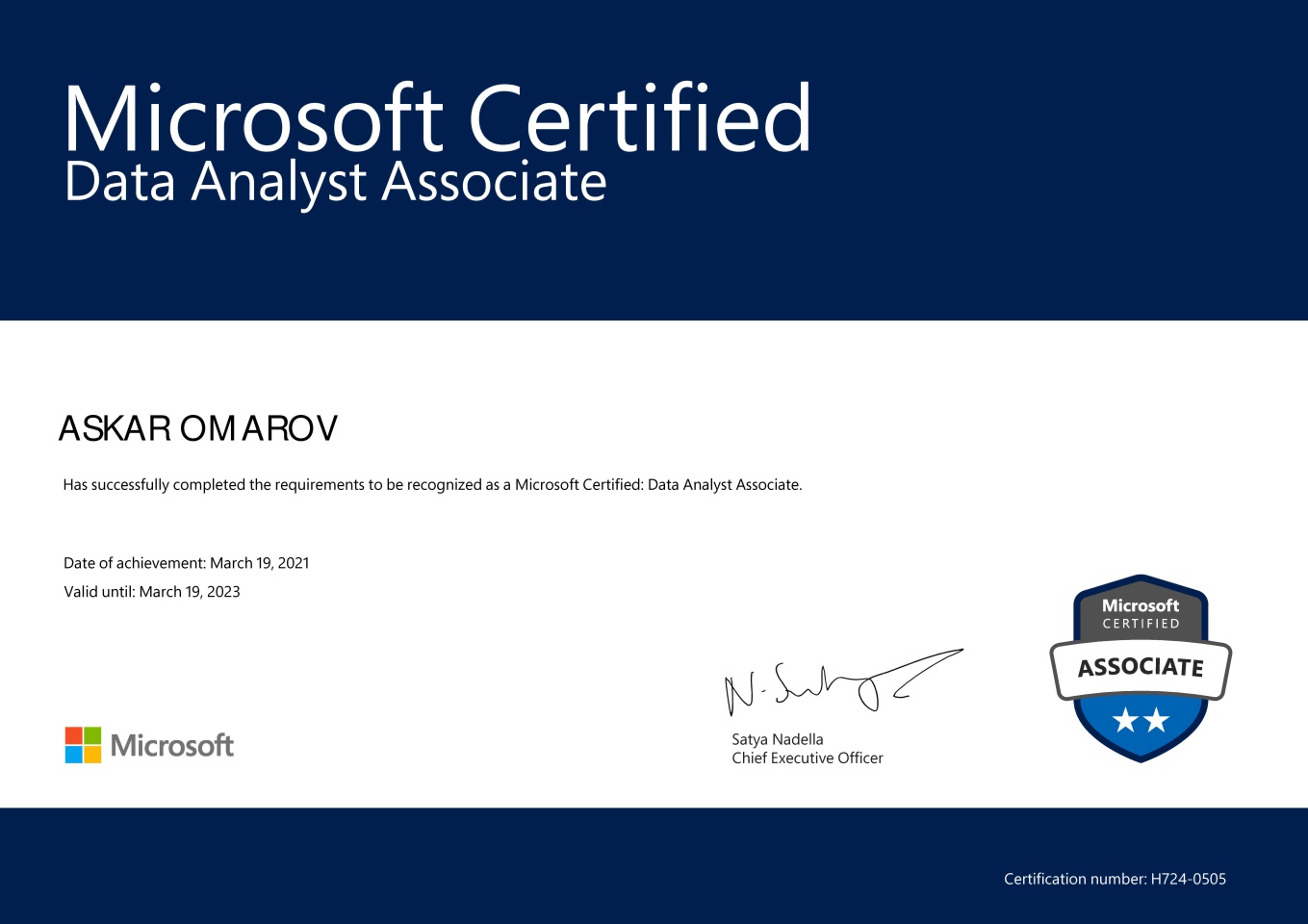 сертификат тренера Power BI от Microsoft